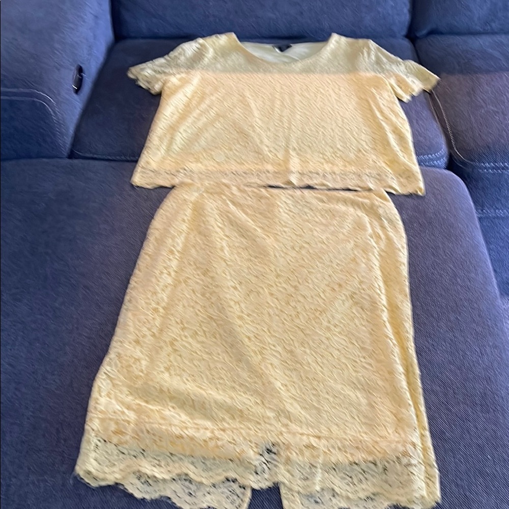 Yellow Lace Two-Piece Set